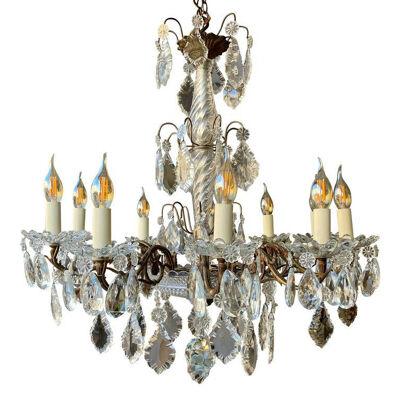 A French 19th Century Bronze and Crystal Chandelier