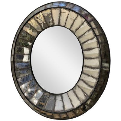 Large Distressed Oval Cushion Panelled Mirror