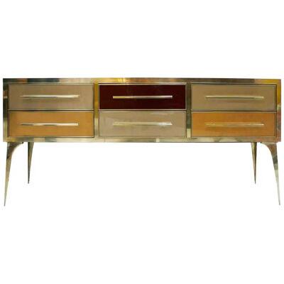 Mid-Century Style Large Italian Commode Composed of Seven Drawers