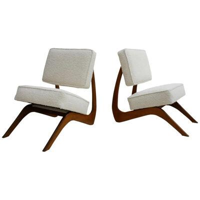In the Style of Adrian Pearsall Walnut Pair of Lounge Chairs