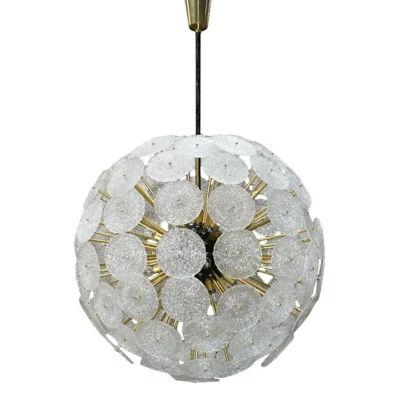 Mid-Century Modern Style "Sputnik" Murano Glass and Brass Italian Pending Lamp