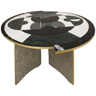Mid-Century Modern Italian by L.A. Studio Circular Marble and Brass Table