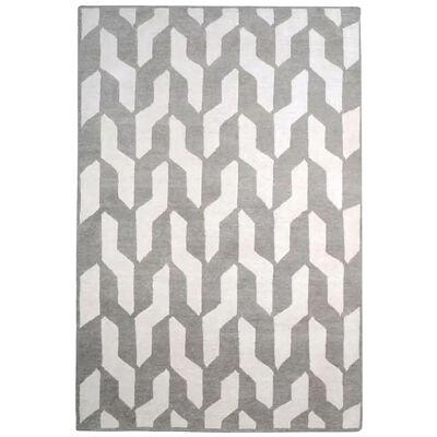 Contemporary Modern Rectangular Grey and White Wool “Cable Neutral” Rug