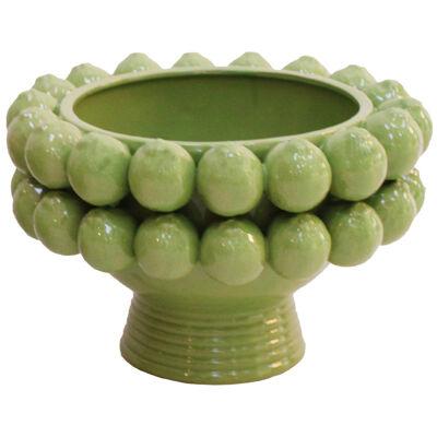 Green Lemon Glazed Ceramic Vase Made in Italy