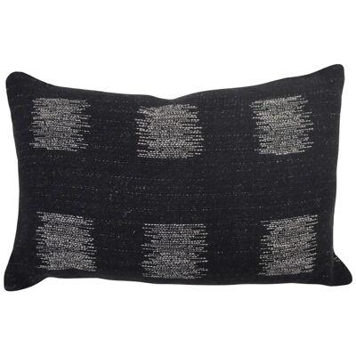 Cushion in Black with Double Tinsel Trim and Linen Sand Back