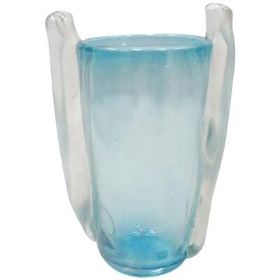 Mid-Century Modern Seguso Vetri d'Arte Blue Italian Murano Glass Vase, 1960