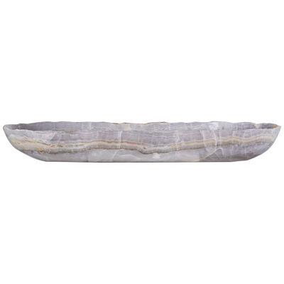 Large onyx canoe bowl with striking banding