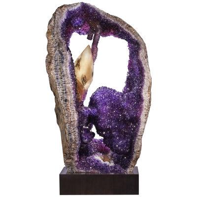 AMETHYST GEODE WITH LARGE CALCITE