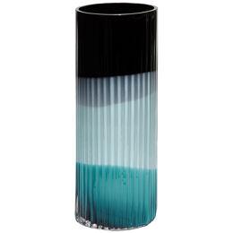 Plissé vase in Black, Turquoise & Light Blue