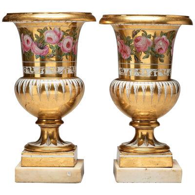 A pair of Empire porcelain vases made ca 1810. Signed Limoges.