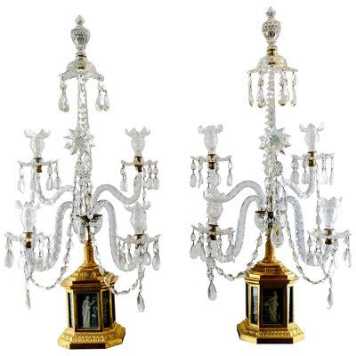 PAIR OF IMPORTANT CANDELABRA, 1780S. THE PAINTINGS SIGNED SAUVAGE.