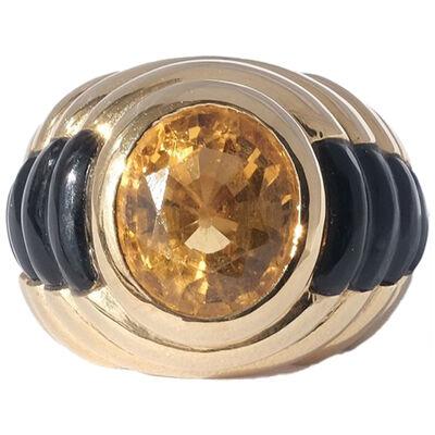 18k Gold Ring with Onyx and a Citrine