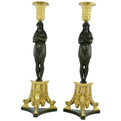 A pair of candlesticks made ca year 1800.