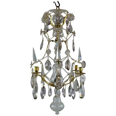 Swedish Rococo chandelier with rare drop shaped pendants, 18th c.