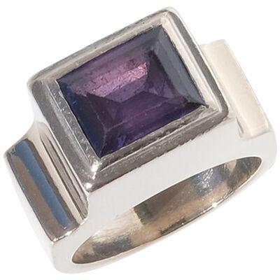 18k White Gold and Amethyst Ring by Sigurd Persson Made Year 1993