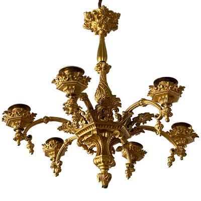 A small gilt bronze chandelier made ca 1850.
