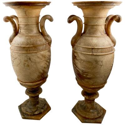 A pair of alabaster vases, Italy, early 19th c.