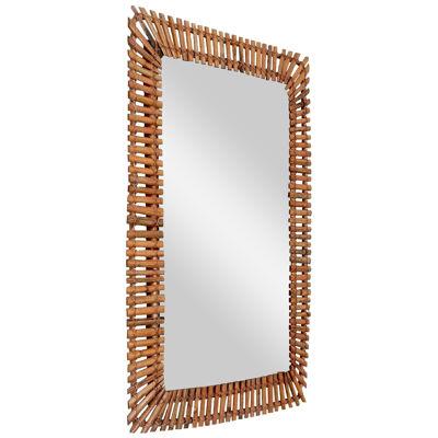 Rectangular Bamboo/Rattan Frame Mirror, Italy, 1950s
