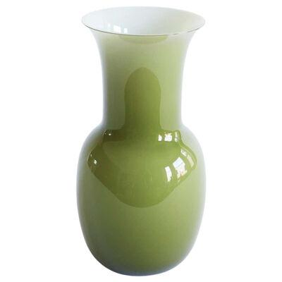 Murano Glass Vase Olive Green Medium Size by Aureliano Toso, Italy 2000