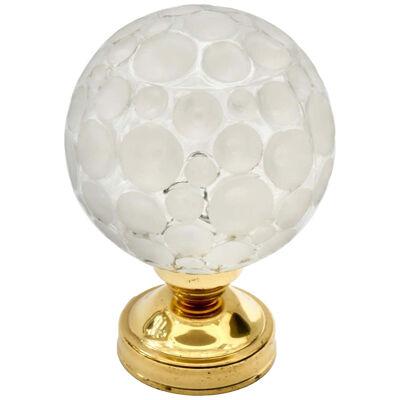 Brass and Glass Globe Table Lamp, Germany, 1970s