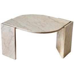 Tear Shaped Coffee Table in Light Pink Marble, Italy 1970s
