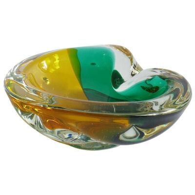 Green and Yellow Murano Sommerso Vide-Poche or Ashtray, 1960s
