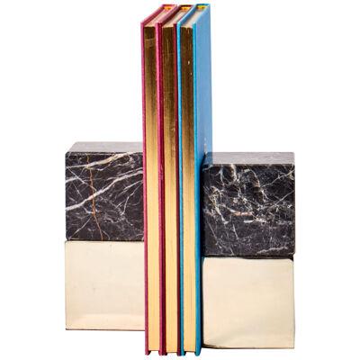 Salta Large Square Black Onyx Stone Pair of Bookends