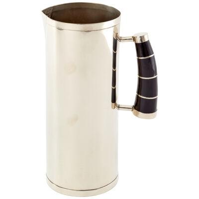Chubut Large Round Pitcher, Alpaca Silver & Black Horn