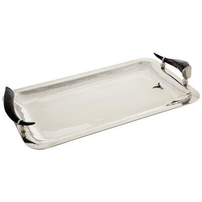 Valle Bar Large Silver Alpaca & Horn Tray