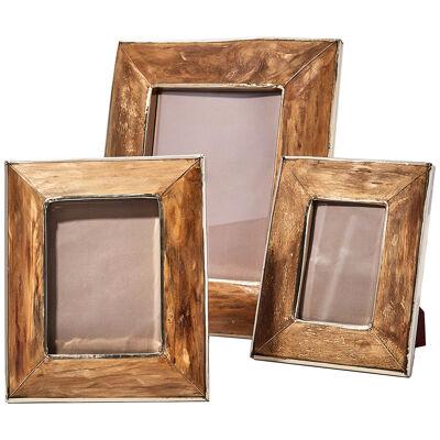 Set of Chalten Small, Medium & Large Wood & Alpaca Silver Photoframes