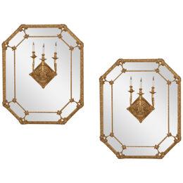 Pair of Louis XIV style mirrors in gilded wood. Circa 1880.
