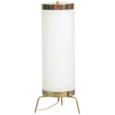 Lamp in white opaline and golden brass, 1970s