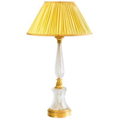Large Empire Style Lamp in Cut Crystal and Gilt Bronze, 1940s