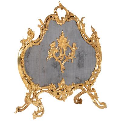Louis XV style gilt bronze fire screen. Circa 1880