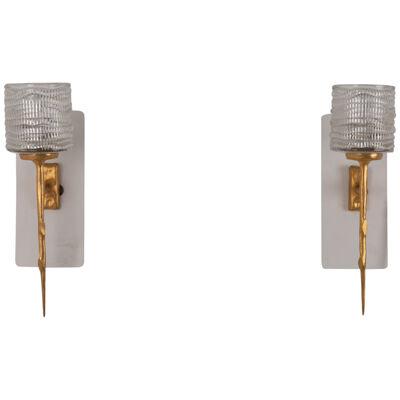Pair of Wall Sconces, 1950s in The Style of Félix Agostini,