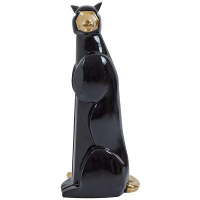 Art Deco Style Black Panther with Brass Details