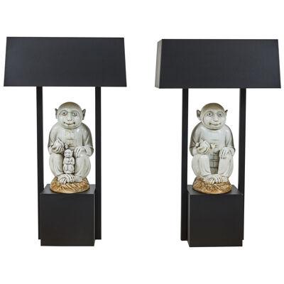 Pair of Table Lamps Featuring Chinese Monkeys Designed by Billy Haines