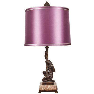 A Patinated Brass "Atlas" Lamp by Oscar Bach