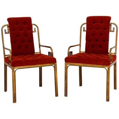 A Pair of Brass Greek Key Chairs Designed by Bernhard Rohne for Master Craft