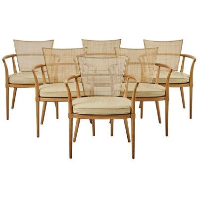 A Set of 6 Bleached Walnut Dining Chairs by Bert England for Johnson Furniture