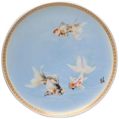 China 20th century Gold Fish plate Chinese porcelain PROC period
