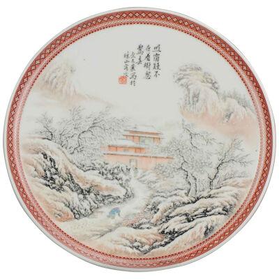 China 20th century Winter landscape plate Chinese porcelain PROC period