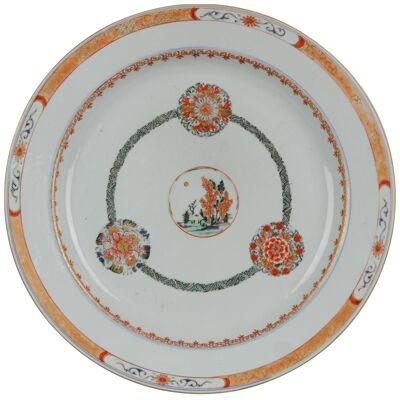 35CM Antique ca 1700 Kangxi Famille Verte Chinese Porcelain Charger Landscape