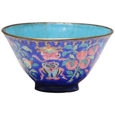 Antique Qianlong 18th Ennamelled Bronze Cantonese Bowl Bajixiang Chinese China