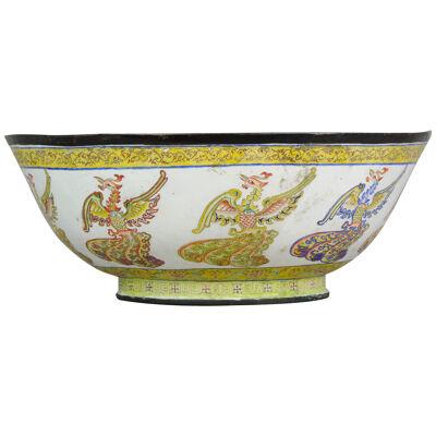 Antique Large 18/19th c Kangxi Bejing Palace Marked Cantonese Bowl Chinese