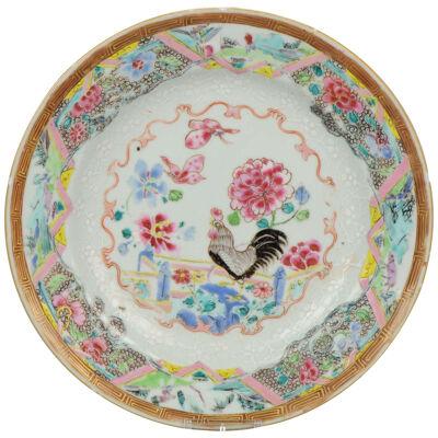 Very Rare Antique Chinese Yongzheng Period Chicken Rooster Dinner Plate Qing