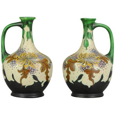 Antique Schoonhoven Plateel Dutch Earthenware jugs circa 1920-1930 Gouda
