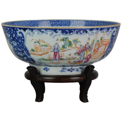 Large Antique Qianlong 18th Mandarin Rose Porcelain Bowl Chinese Ladies