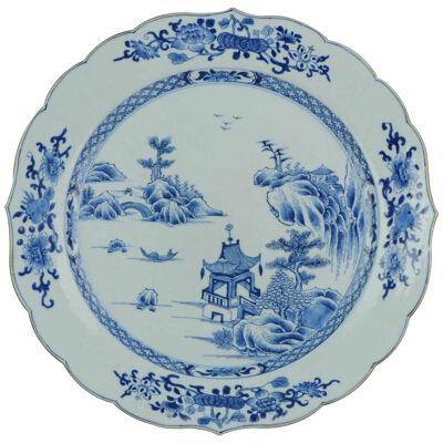 Large Antique 18C Serving Platter Qing Chinese Porcelain China Landscape scene