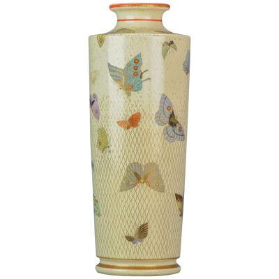 Antique 19C Mitsu-zan Japanese Satsuma Vase Richly Decorated Marked Base Japan